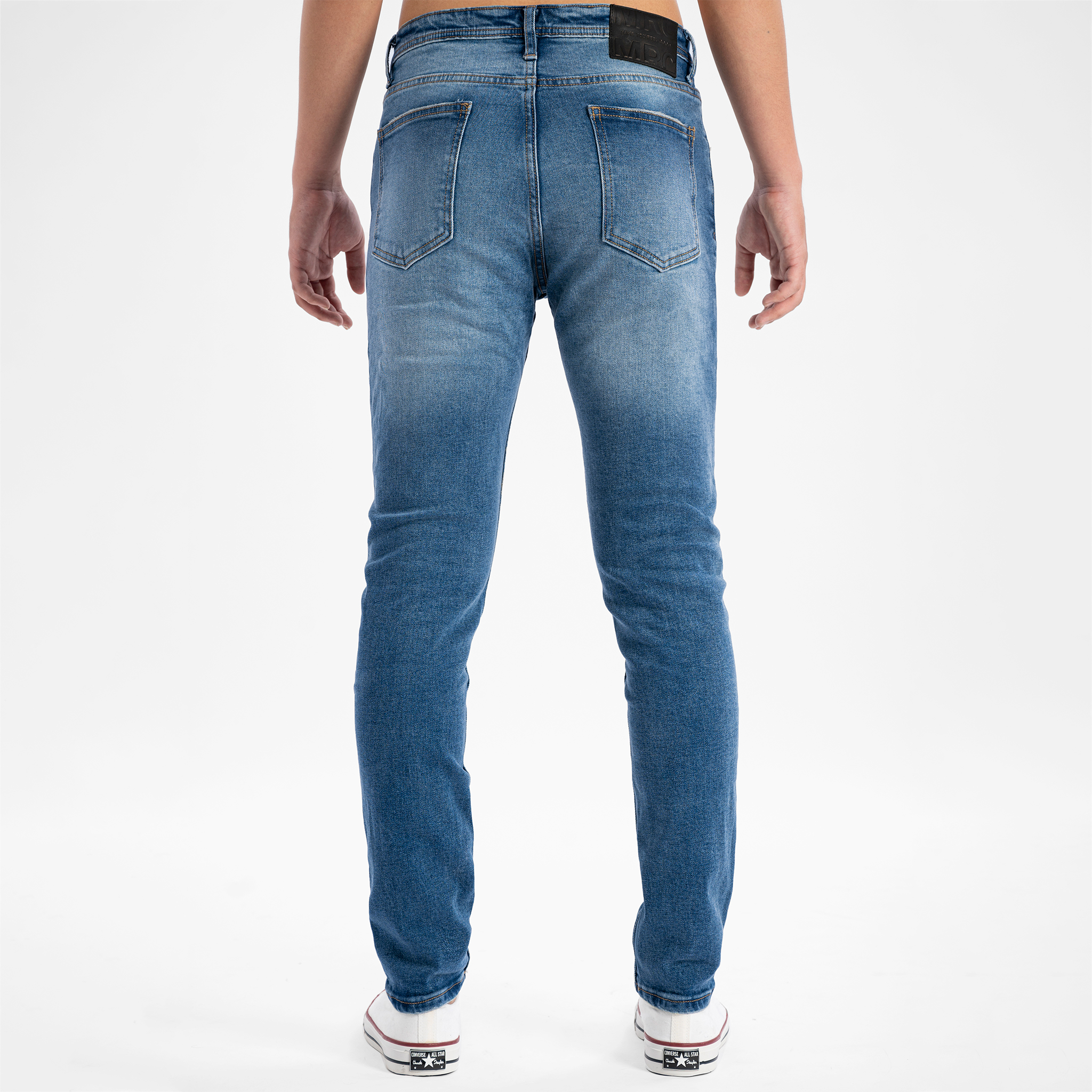 Quần jean dài nam cao cấp xanh denim MRC chất cotton cao cấp, form ôm vừa vặn, rách nhẹ trẻ trung - MENFIT