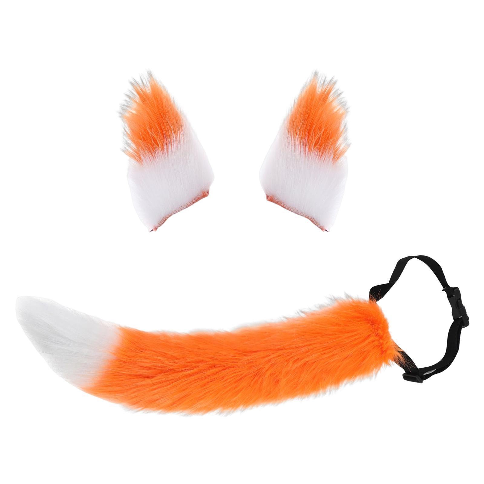 Fox Ears Tail Cosplay Props Hair Clips Attractive for Halloween