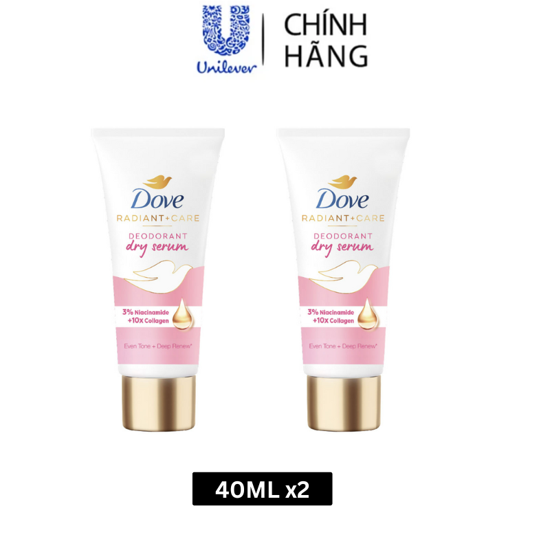 Combo 2 Kem ngăn mùi tinh chất serum vùng cánh cao cấp Dove dành cho nữ với 3% Niacinamide dưỡng da sáng mịn đều màu 40ml