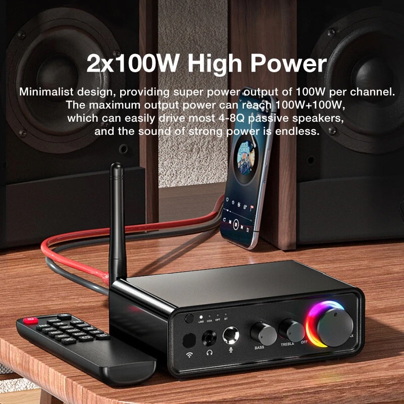 ROGTZ Bộ Khuếch Đại Công Suất Kỹ Thuật Số Amplifier Bluetooth Tích Hợp DSP Hỗ Trợ Đầu Vào RCA Coaxial Optical 6.5mm M19 BT - Hàng Nhập Khẩu