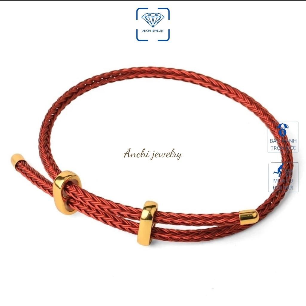 Vòng tay dây cước đeo charm dây nhỏ 2mm màu đỏ và đen phong thủy may mắn, Anchi jewelry