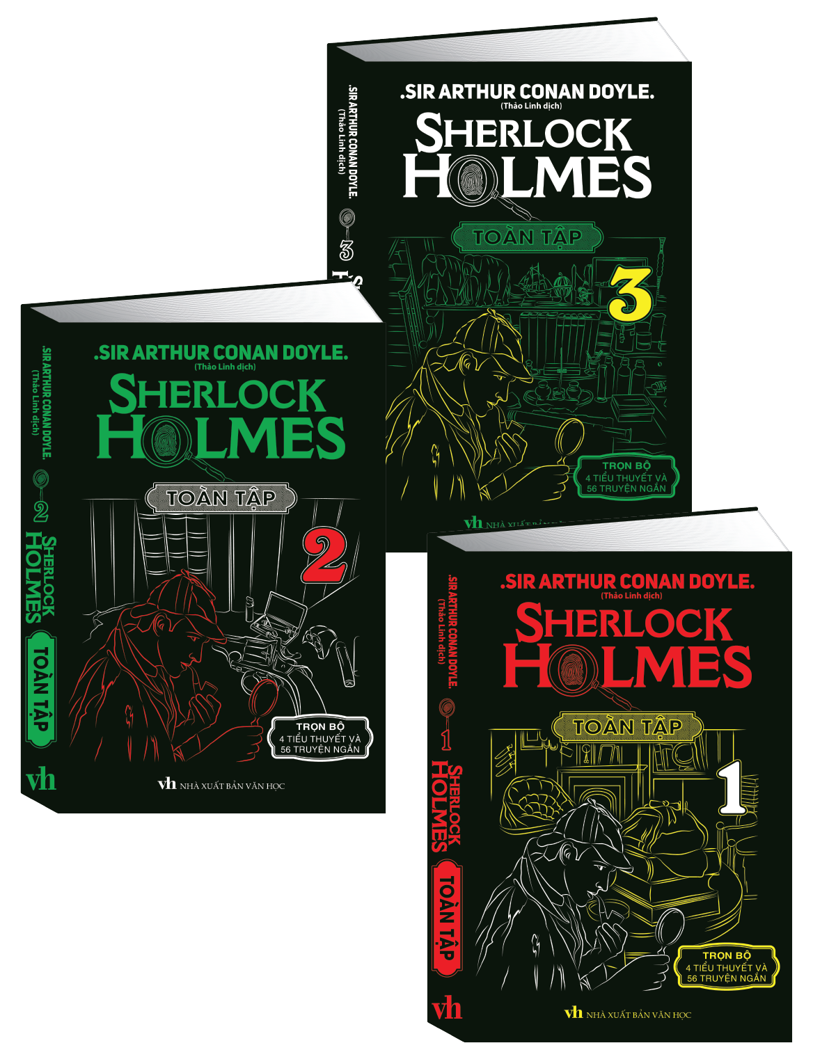 Sách - Combo Sherlock Holmes Bản Dịch Đầy Đủ 4 Tiểu Thuyết Và 56 Truyện Ngắn Trọn Bộ 3 Tập (Bìa Cứng Ép Kim Mỹ Thuật)