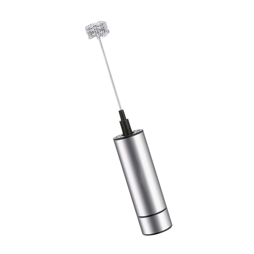 Stainless Steel Electric Handheld Milk Frother - Triple Spring Whisk Head