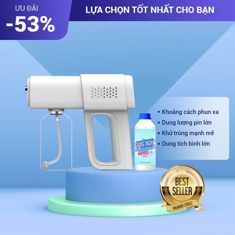 Máy Phun Khử Khuẩn Tia UV Công Suất Mạnh Mẽ Với 3 Tốc Độ Phun Tùy Chỉnh, Khoảng Cách Phun Xa Lên Đến 1.5m