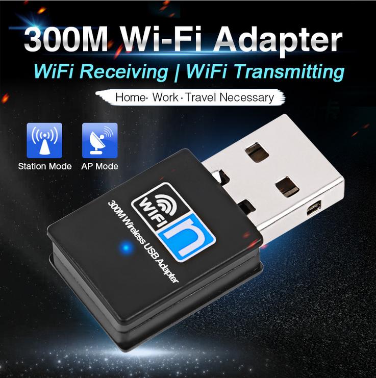 Bộ chuyển đổi Wi-Fi USB tốc độ cao 300Mbps thích hợp cho laptop bị hỏng wifi máy tính để bàn +Tặng kèm que chọc sim