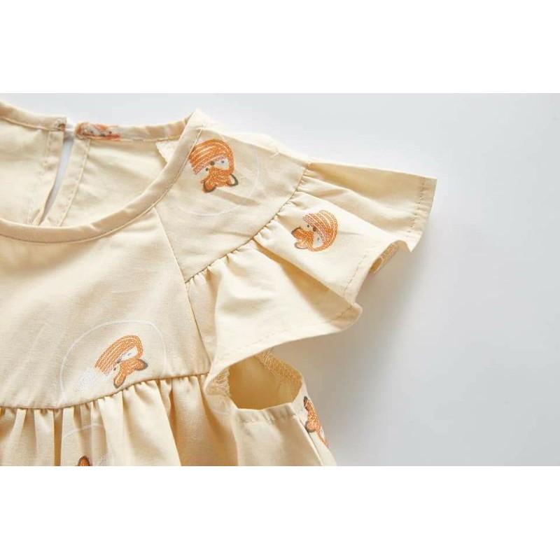 SET BỘ BABYDOLL CHO BÉ GÁI - HỌA TIẾT LÁ CÂY,Size 100 (11-14kg)