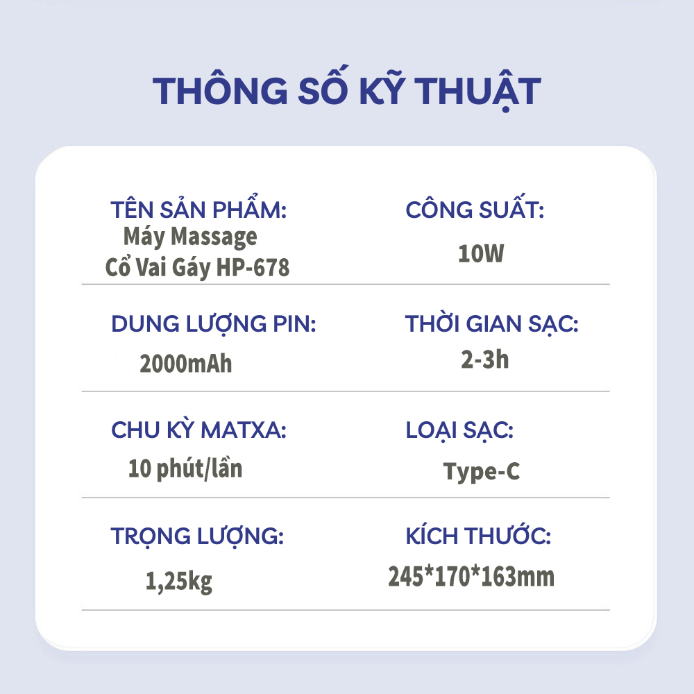 Máy Massage Cổ Vai Gáy 5D Tự Động HP678 Massage Toàn Thân 2 Chế Độ, Mô Phỏng Xoa Bóp Như Bàn Tay Làm Thoải Mái Cơ Thể Sau 1 Ngày Mệt Mọi