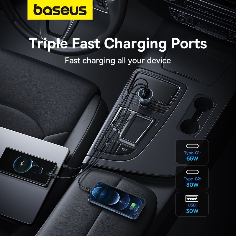 Tẩu Sạc Nhanh Ô Tô Baseus Golden Contactor Pro GaN Fast Charging Car Charger U+2C 65W (Hàng chính hãng)