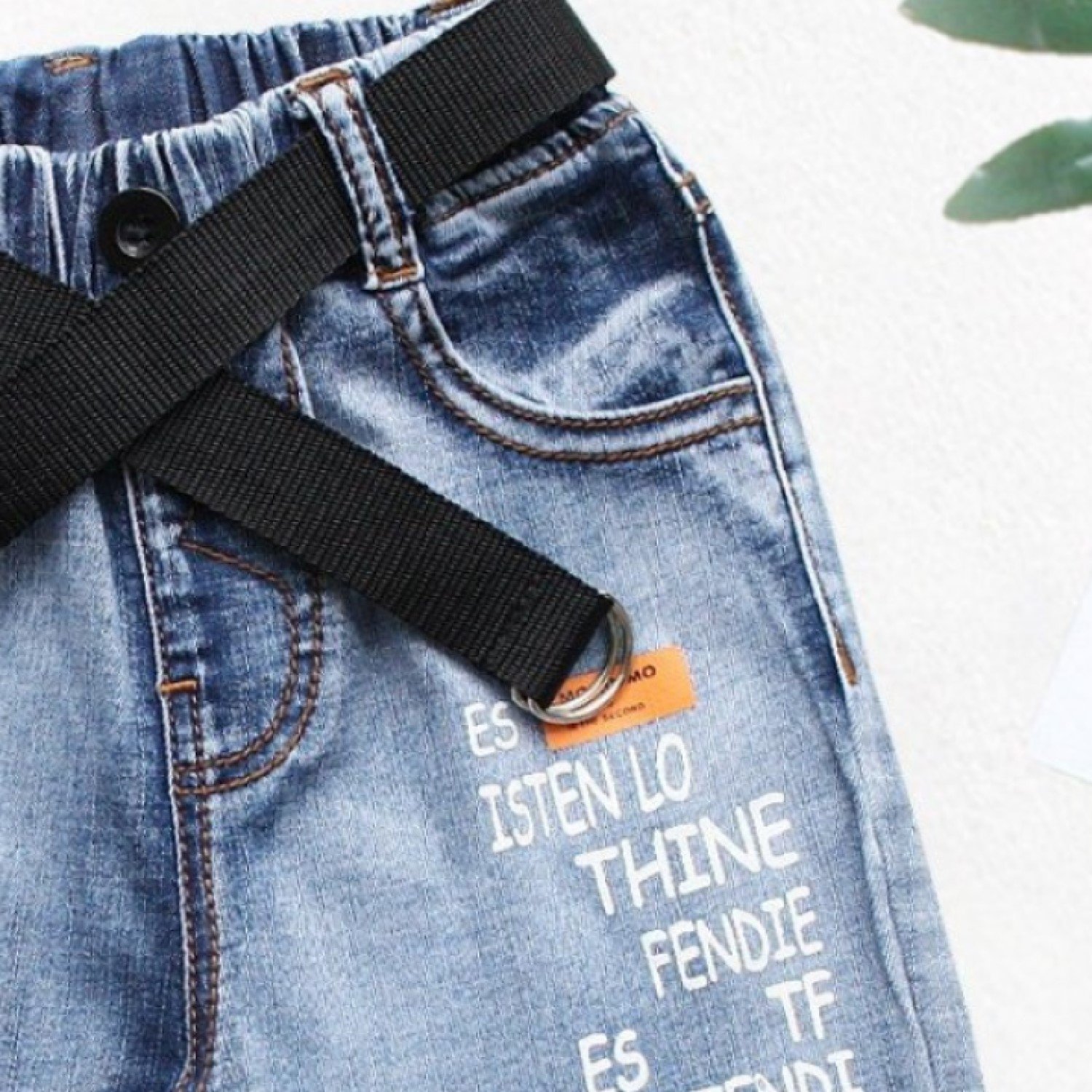 Q0003116 Quần jean xanh wax kèm nịt cao cấp, chất jean nhập co giãn mạnh bé trai từ 6-12 tuổi
