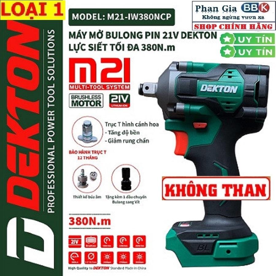 Thân máy siết bulong 380Nm chính hãnġ Dekton M21-WI380NCP-Mô tơ lõi đồng 100%-Bảo hành chính hãƞg.