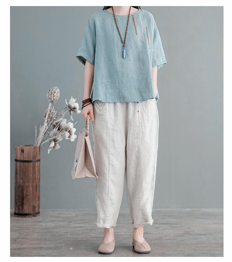 Aó đũi nữ tay lỡ kín đáo 3 màu thanh lịch full size 40-65kg Thời trang trung niên nữ Haint Boutique ALE19