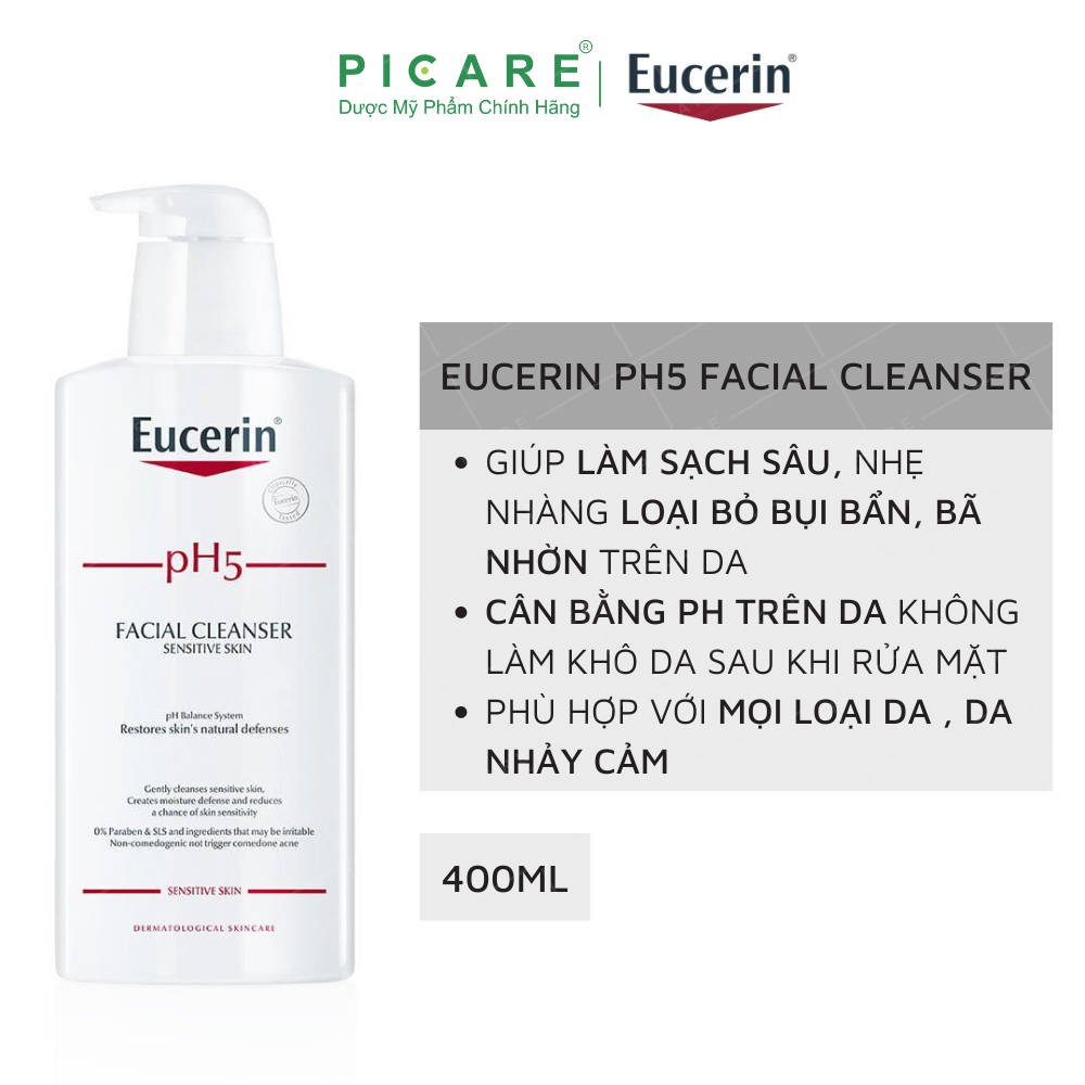 Sữa rửa mặt không gây kích ứng cho da nhạy cảm Eucerin pH5 Facial Cleanser 400ml