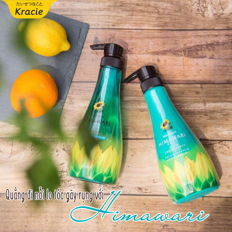 Dầu Xả Phục Hồi Giúp Tóc Bồng Bềnh Himawari Dear Beautie Oil In Shampoo Volume & Repair 500mL
