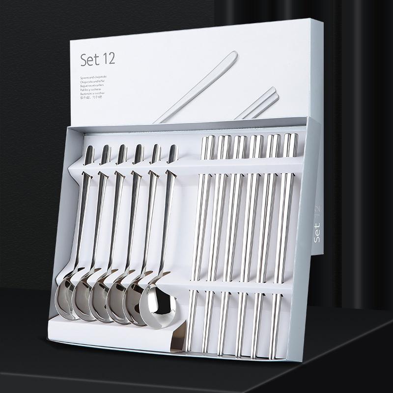 BỘ 6 ĐŨA 6 MUỖNG INOX KHÁNG KHUẨN 304 CAO CẤP KÈM HỘP ĐỰNG SANG TRỌNG
