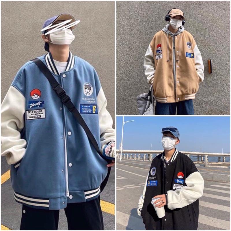 Áo Khoác Bomber Nỉ Phối Tay Cậu Bé Form Rộng Unisex