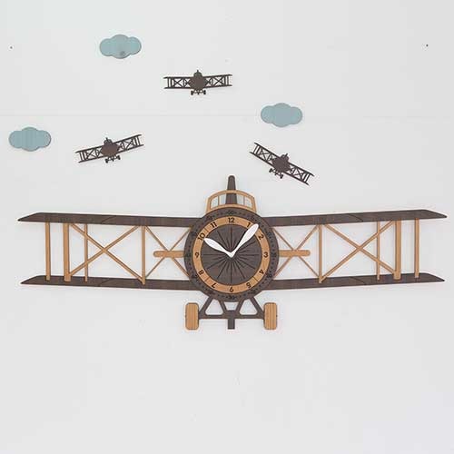 Đồng hồ treo tường trang trí decor nhà cửa hình máy bay - Airplane wall clock