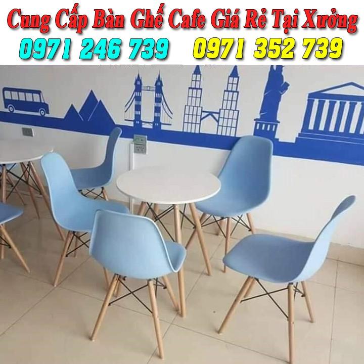 Ghế nhựa chân gỗ - ghế cafe -