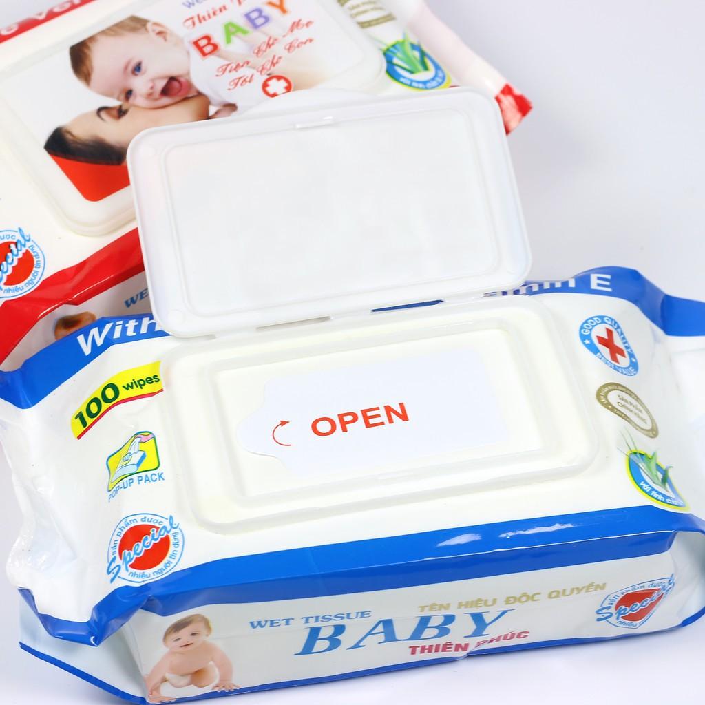 Gói khăn ướt Baby Thiên Phúc Vitamin E cho bé (100 tờ)