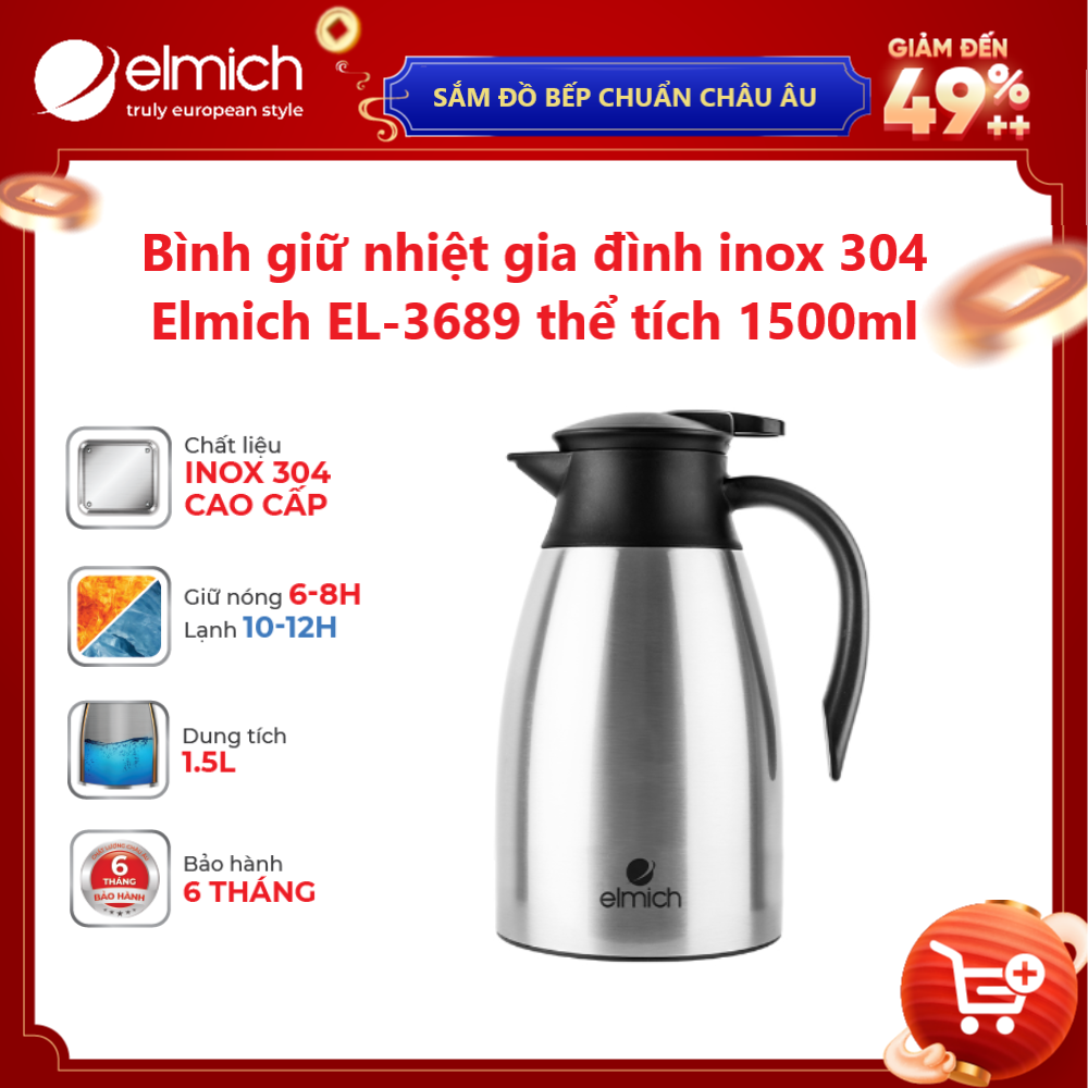 Bình giữ nhiệt gia đình inox 304 Elmich EL-36