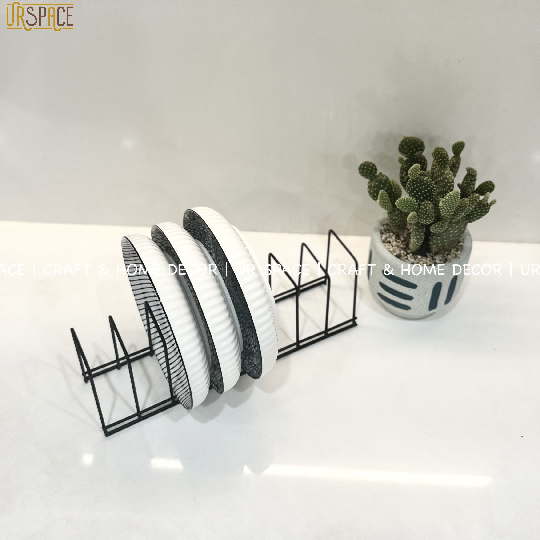 Giá kệ sắt úp chén dĩa URSPACE màu đen tiện dụng, thông minh / Kitchen Dish Drain Racks