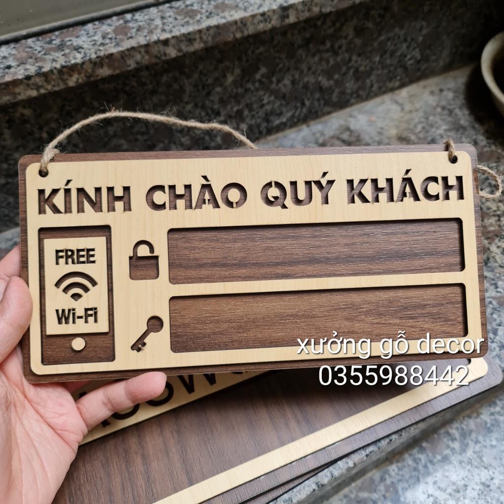 (Mới) Bảng thông tin wifi bằng gỗ handmade trang trí Decor shop, Cửa Hàng