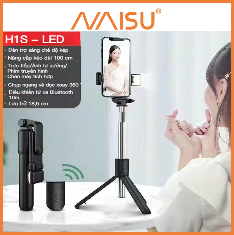 Gậy Chụp Ảnh Tự Sướng Bluetooth, Tripod Livestream 3 chân máy sống, ánh sáng lấp đầy, có thể gấp lại ID – 1815 - Hàng nhập khẩu