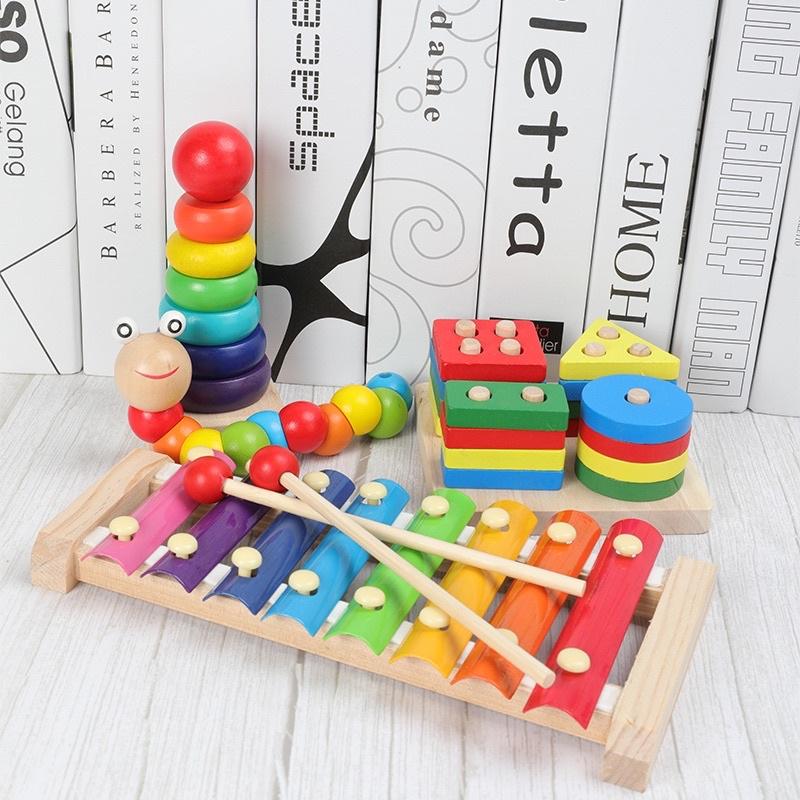 Combo bộ đồ chơi gỗ thông minh phát triển tư duy trí tuệ cho bé - Combo 4 5 7 8 món đồ chơi Montessori bằng gỗ an toàn
