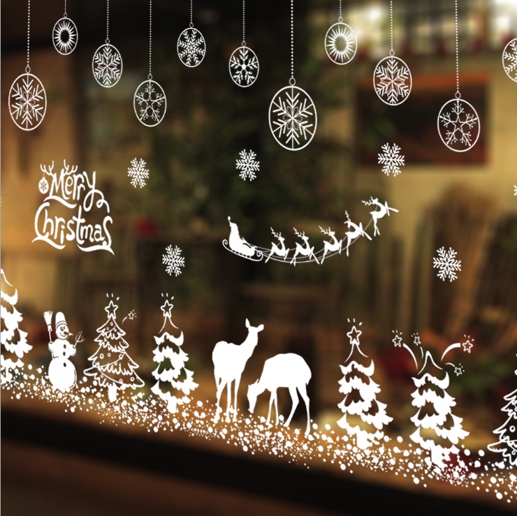 Bộ decal dán kính trang trí Noel ZY-90