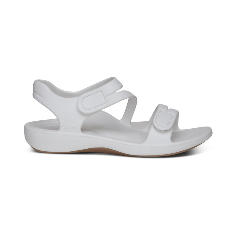 Sandal sức khoẻ nữ Aetrex Jillian Sport White - giày giảm đau viêm cân gan chân