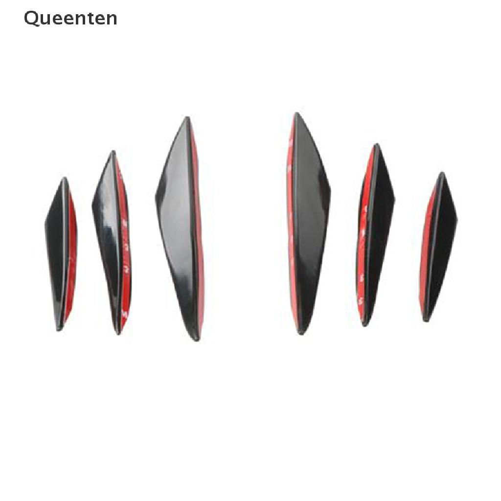 Queenten 6Pcs Car Front Bumper Lip Splitter Fins Body Spoiler Canards Refit Gloss Black QT