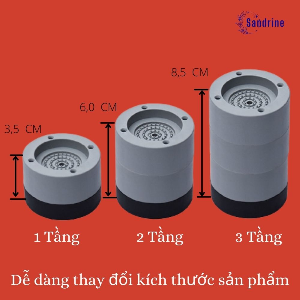 Chân Đế cao Su Đa Năng - Bộ 04 Chân Đế chống Rung, Chống Ồn, Chống Xê Dịch Máy Giặt, Máy Sấy, Tủ Lạnh, Bàn Ghế ... - Hàng Chính Hãng - Giao màu ngẫu nhiên