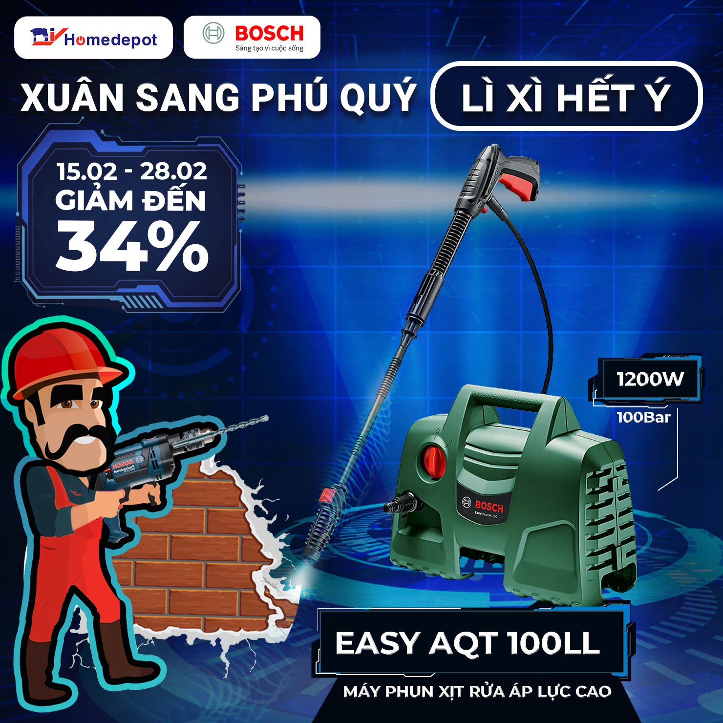 Máy xịt rửa cao áp Bosch AQT 100LL