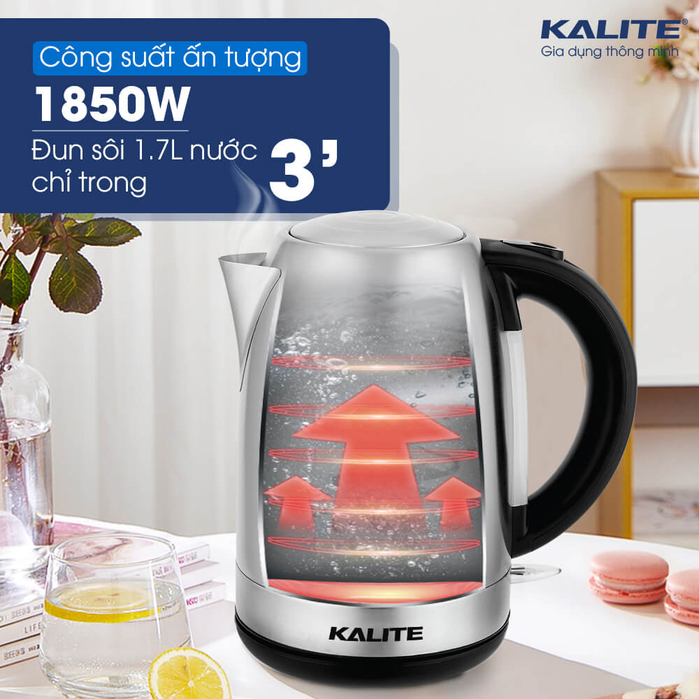 Ấm Siêu Tốc Thương Hiệu Úc KALITE KL-301 Công Suất 1850W Dung Tích 1.7L - Hàng Chính Hãng