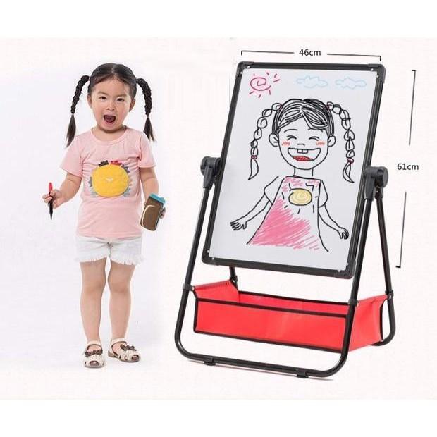 Bảng vẽ cho bé, bảng Flipchart 2 mặt xanh và trắng, viết bút lông và phấn, đồ chơi giáo dục thông minh bé