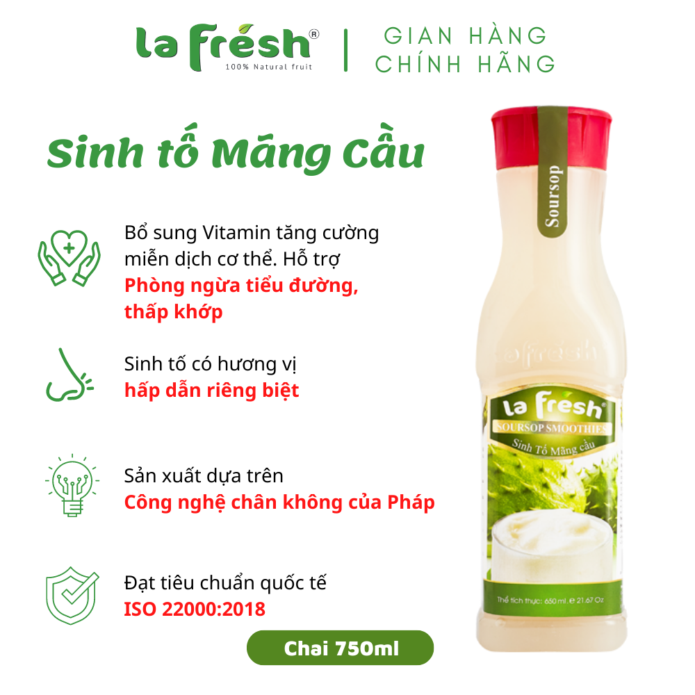 Sinh Tố Mãng Cầu Lafresh Đà Lạt Chai 650ml