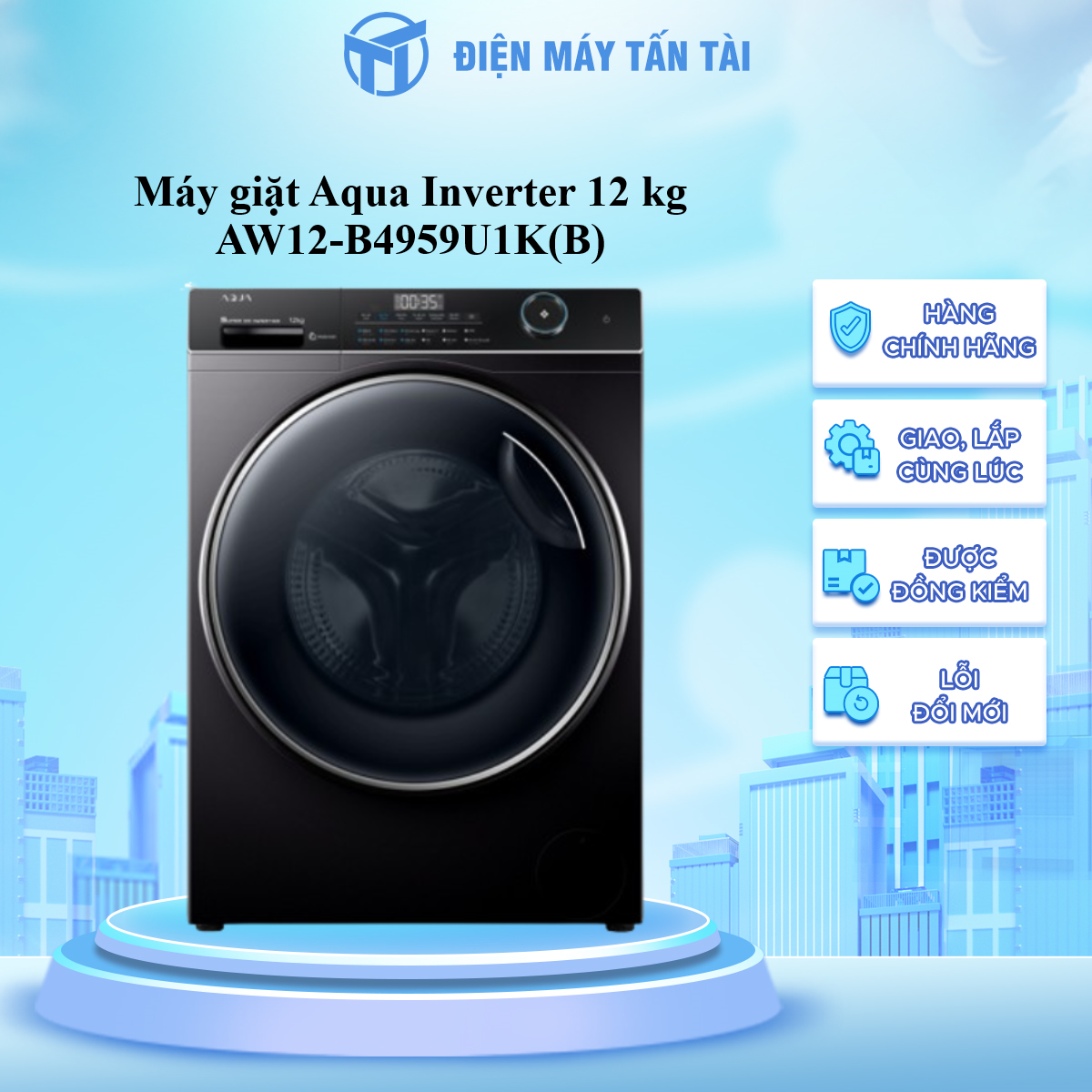 AW12-B4959U1K(B)  - Máy giặt Aqua Inverter 12 kg AW12-B4959U1K(B) - Hàng Chính Hãng - Chỉ Giao Hồ Chí Minh