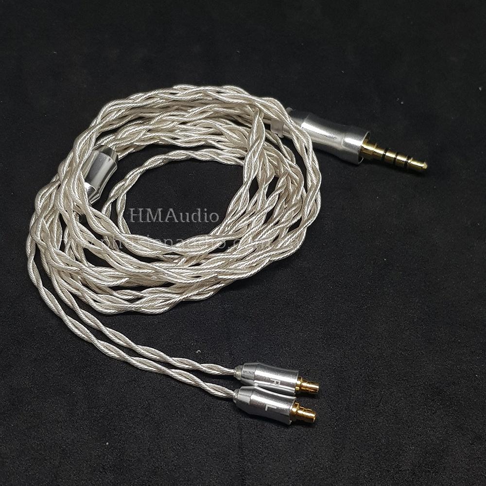 Dây tai nghe đồng mạ bạc OFC 1.2mm tết 4 - Connetor IM02/03/50/70 A2DC IE80/80s IE40Pro IE100/IE400/500 MMCX 2Pin 0.78mm