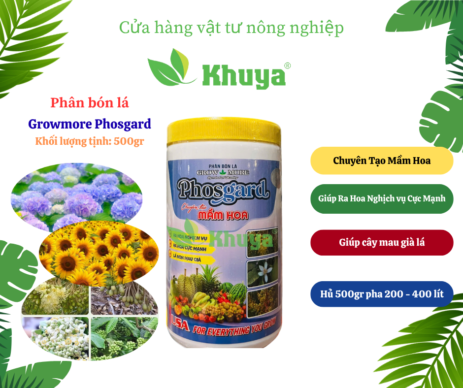 Phân bón lá Growmore Phosgard 500gr chuyên Tạo Mầm Hoa