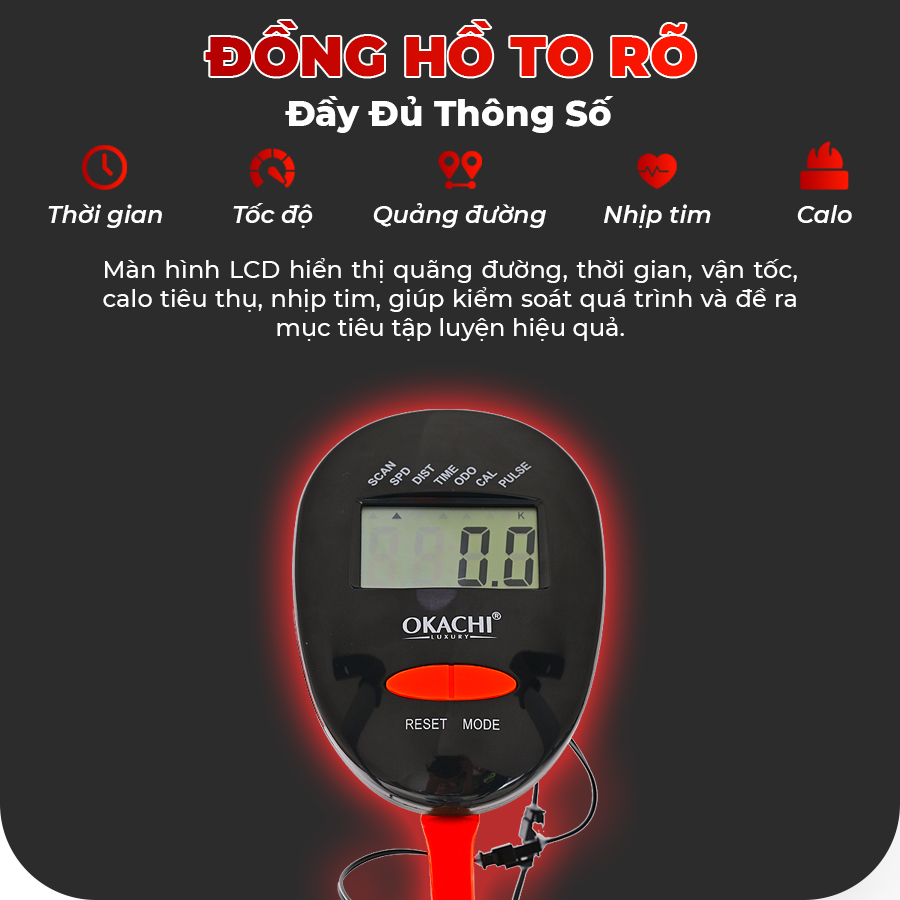 Xe đạp tập OKACHI JP-K10 (dòng cao cấp) Kết Hợp Tập Tay Và Chân, Khung Sườn Thép Dày, Chịu Tải Trọng Lên Đến 150kg