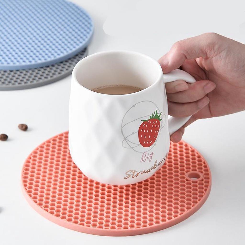 Tấm lót nồi silicon Miếng lót cách nhiệt trên bàn ăn Miếng lót ly hình tròn vân tổ ong Đồ lót nồi gia dụng tiện ích LTO