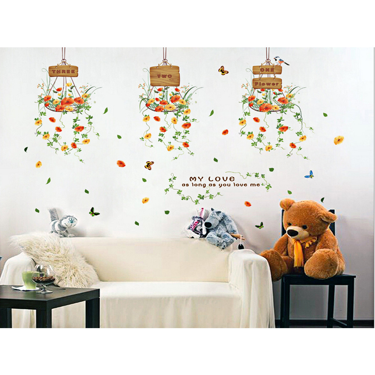 Decal dán tường- 3 GIỎ HOA
