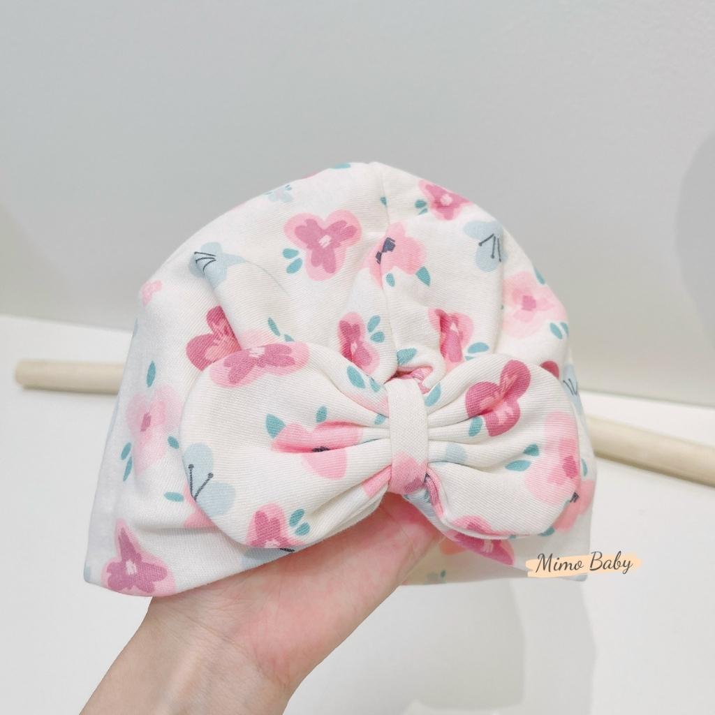 Mũ turban họa tiết hoa màu hồng tím vintage xinh xắn cho bé gái MTB165 Mimo Baby