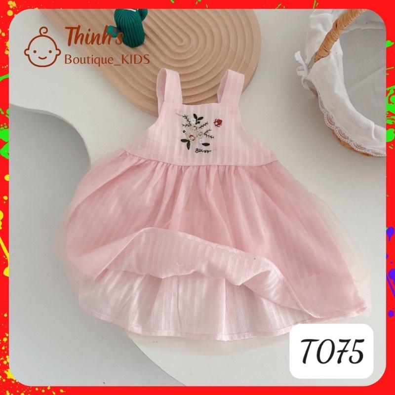 Đầm bé gái-Váy bé gái - T075-Xanh,Size 13: 16-18 ký