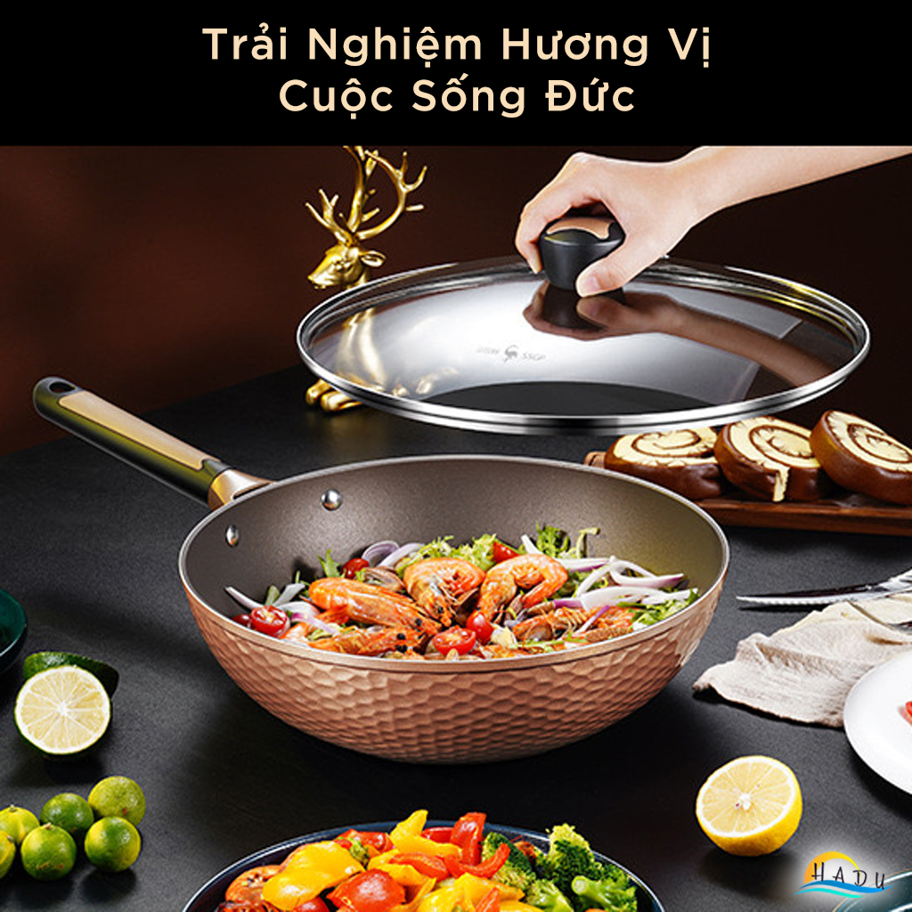 Chảo Chống Dính Bếp Từ Sâu Lòng Có Nắp 32cm Cao Cấp Đạt Chất Lượng LFGB Đức SSGP