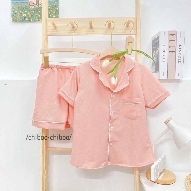 Bộ đồ ngủ Pijama vải thô quần đùi côc tay trơn siêu xinh