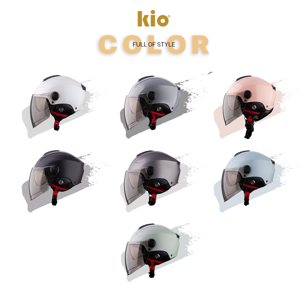 Mũ Bảo Hiểm Nửa Đầu Kio SafeStyle Metro KN12K, 2 Kính Phủ Nano Chống Tia UV, Lớp Lót Kháng Khuẩn - Trắng xà cừ (bóng)