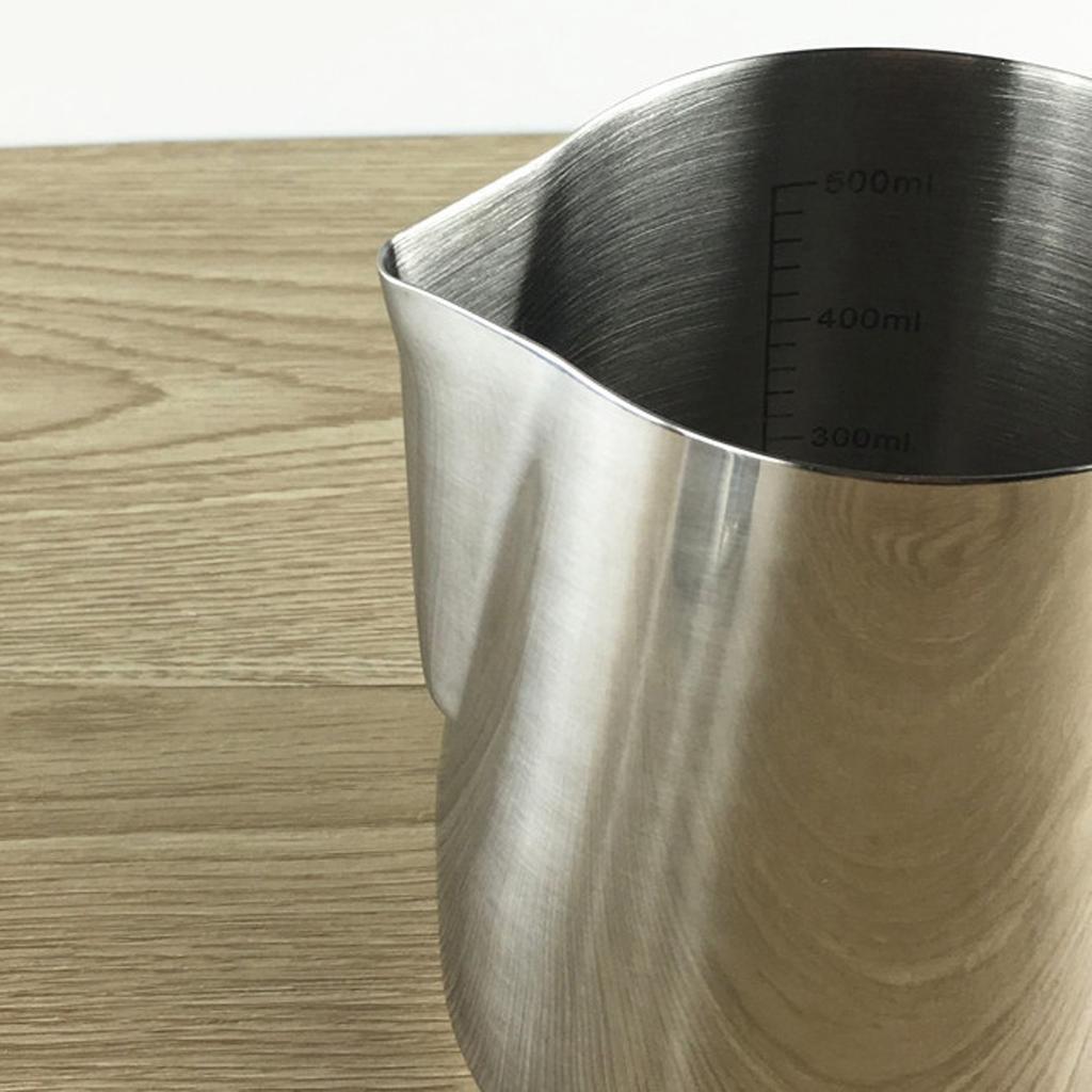 600ML Steel Coffee Milk Frothing Jug Garland Cup with Scale Thermometer
