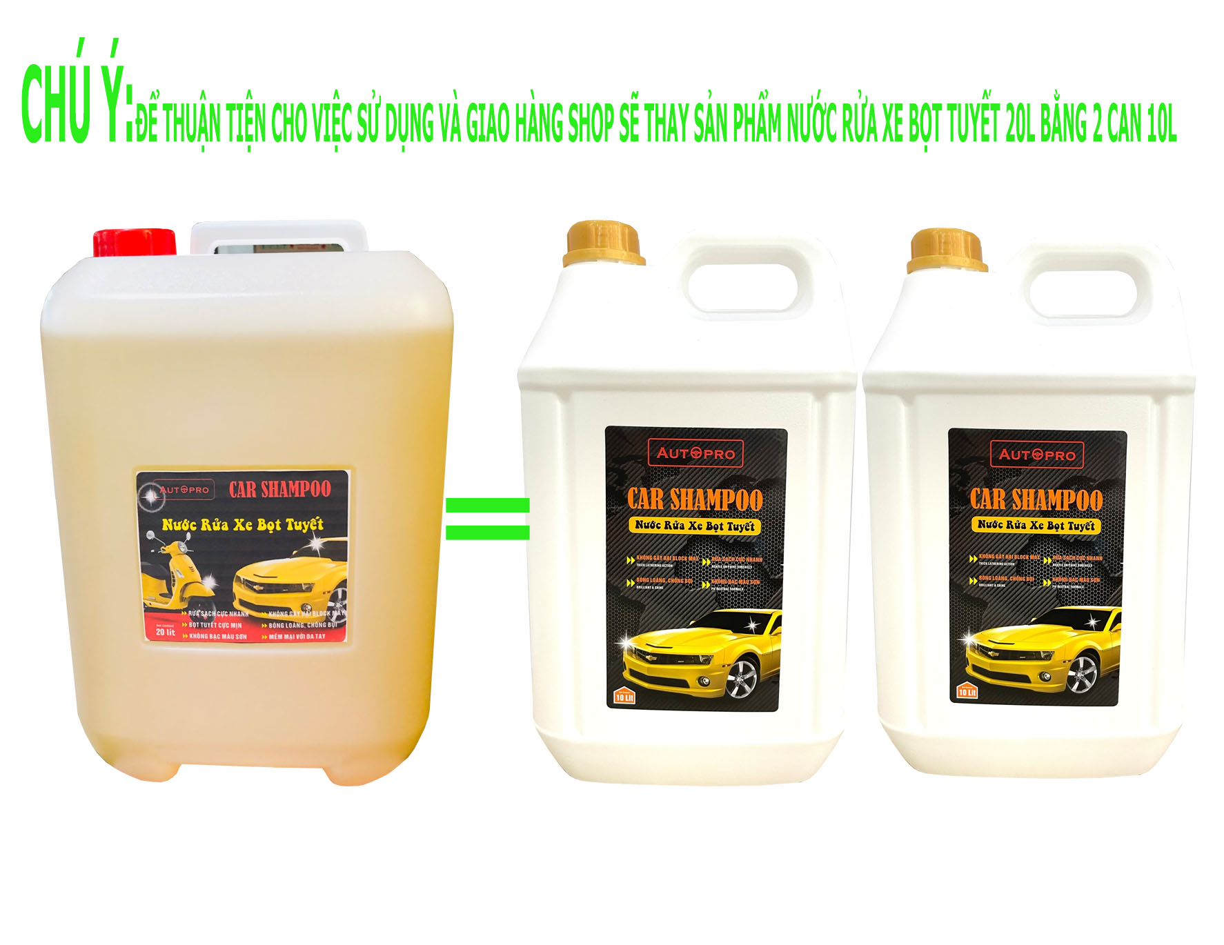 Nước rửa xe bọt tuyết chuyên dụng Car Shampoo 20L cho ô tô xe máy(Giao 2 can