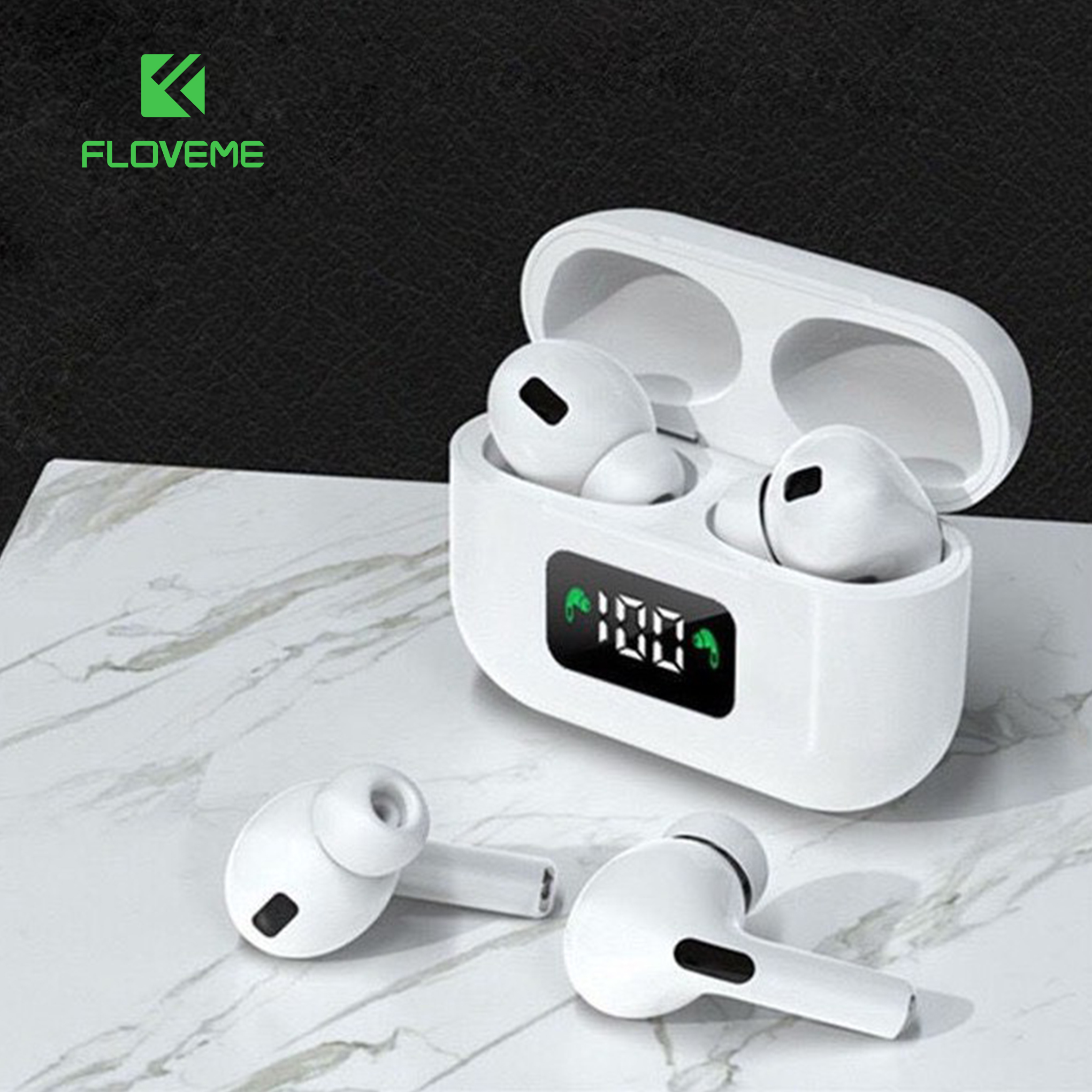 Tai Nghe Bluetooth FLOVEME Apro 3 Wireless 5.0 Màn Hình Led Kỹ Thuật Số Hiển Thị Pin-Kết Âm Thanh Sống Động - Dung lượng lớn - Hàng Chính Hãng