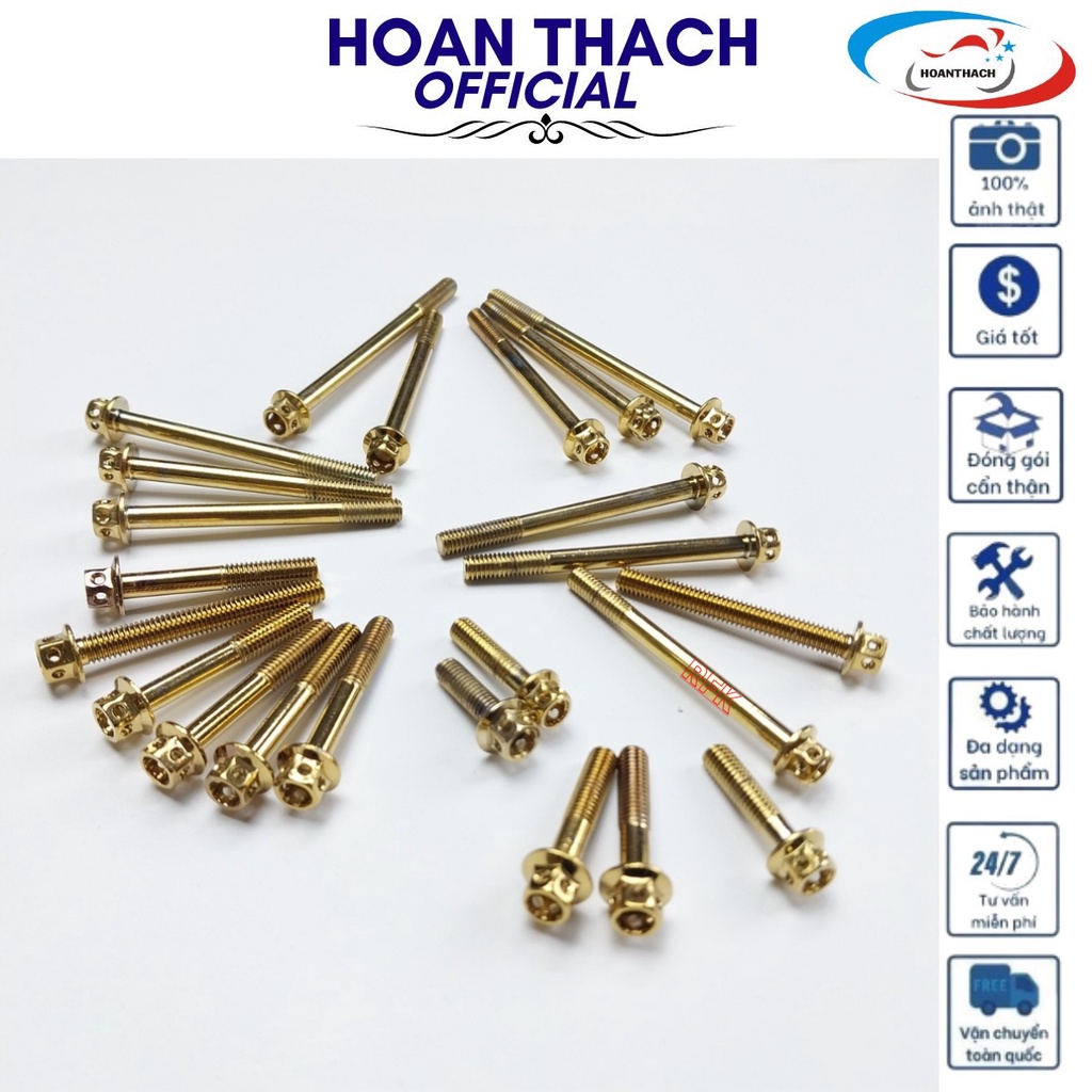 Bộ Ốc Lốc Xi Mạ Vàng dùng Xe máy Dream ,Xe Wave ( 23 Con ) HOANTHACH SP007397